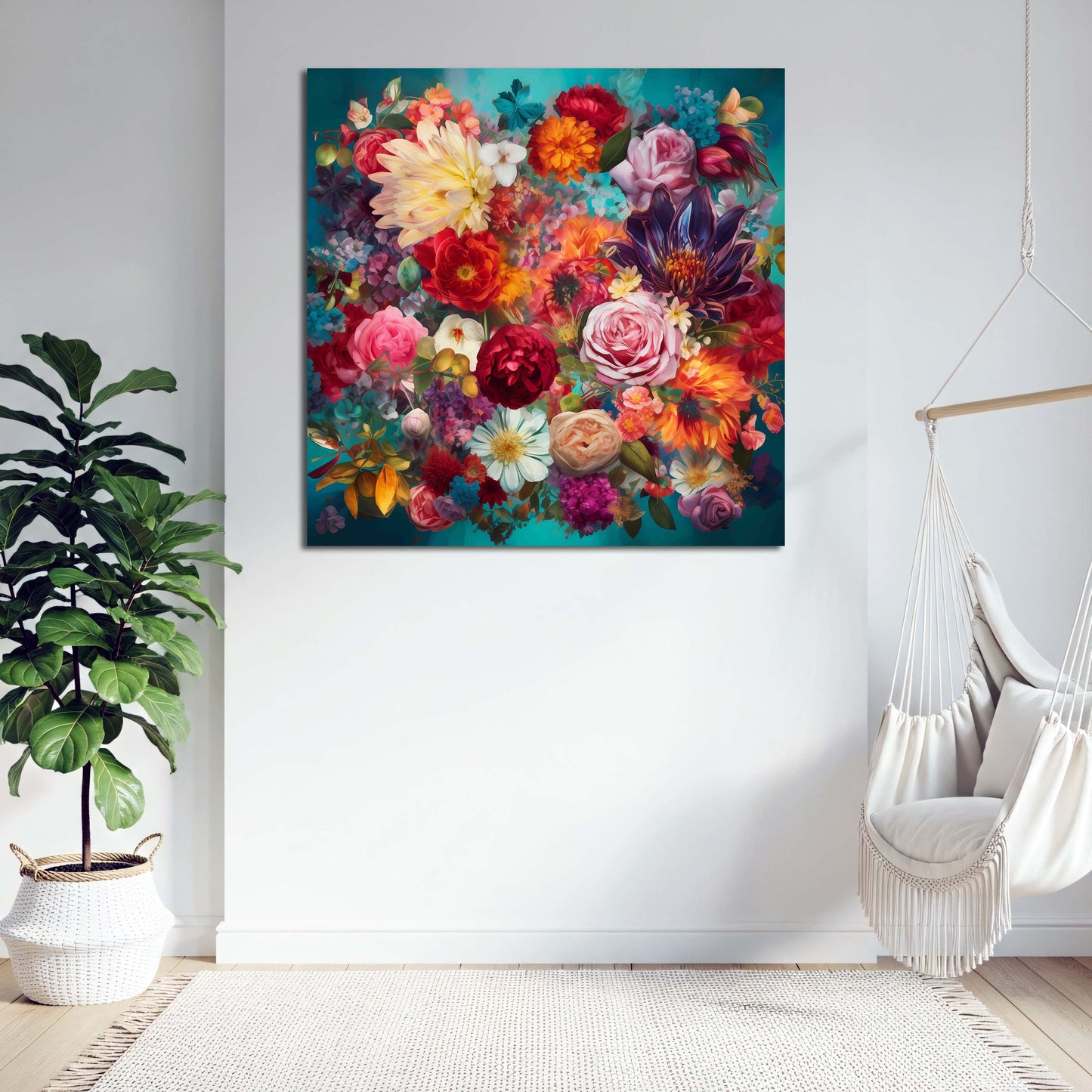 Leuchtender Blütenmix Farbenpracht Gartenblumen Wandbild