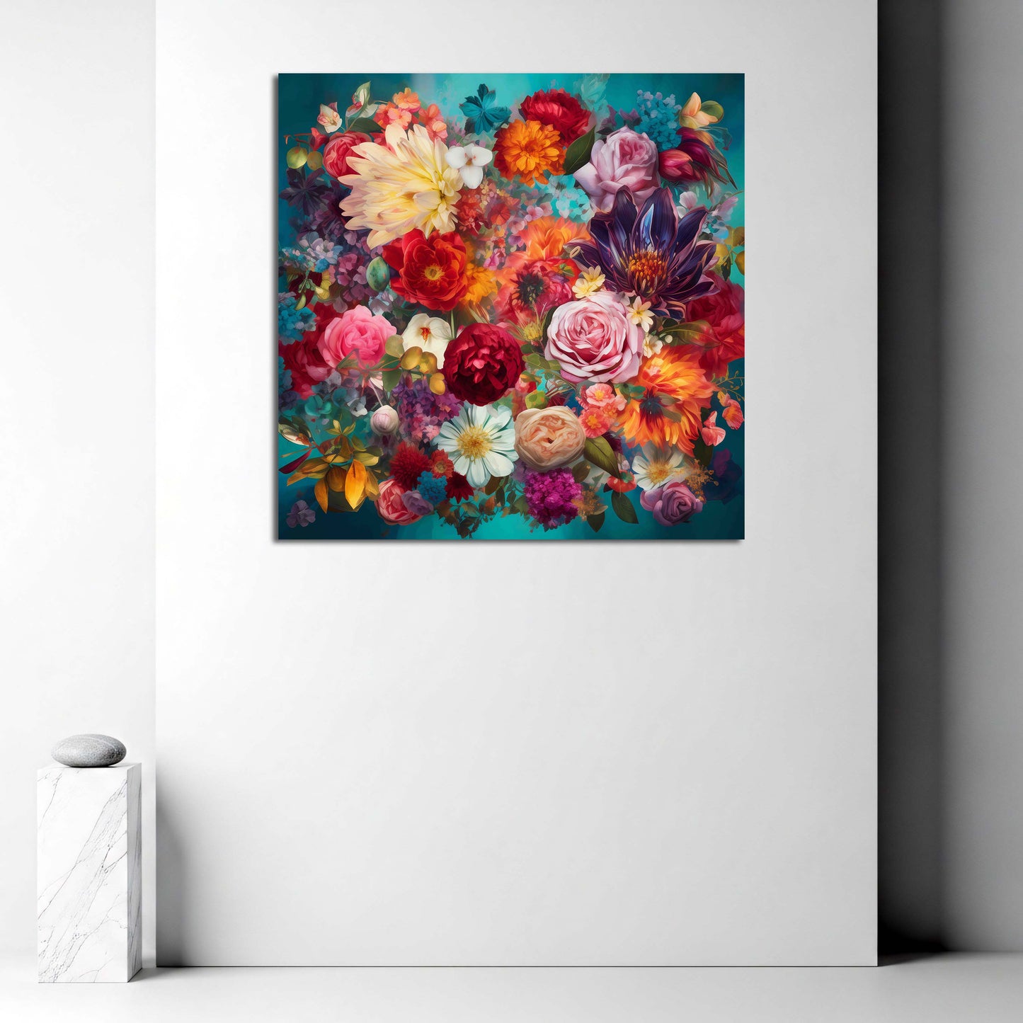 Leuchtender Blütenmix Farbenpracht Gartenblumen Wandbild