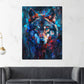Leuchtender Wolf intensiver Blick Farbexplosion Wandbild
