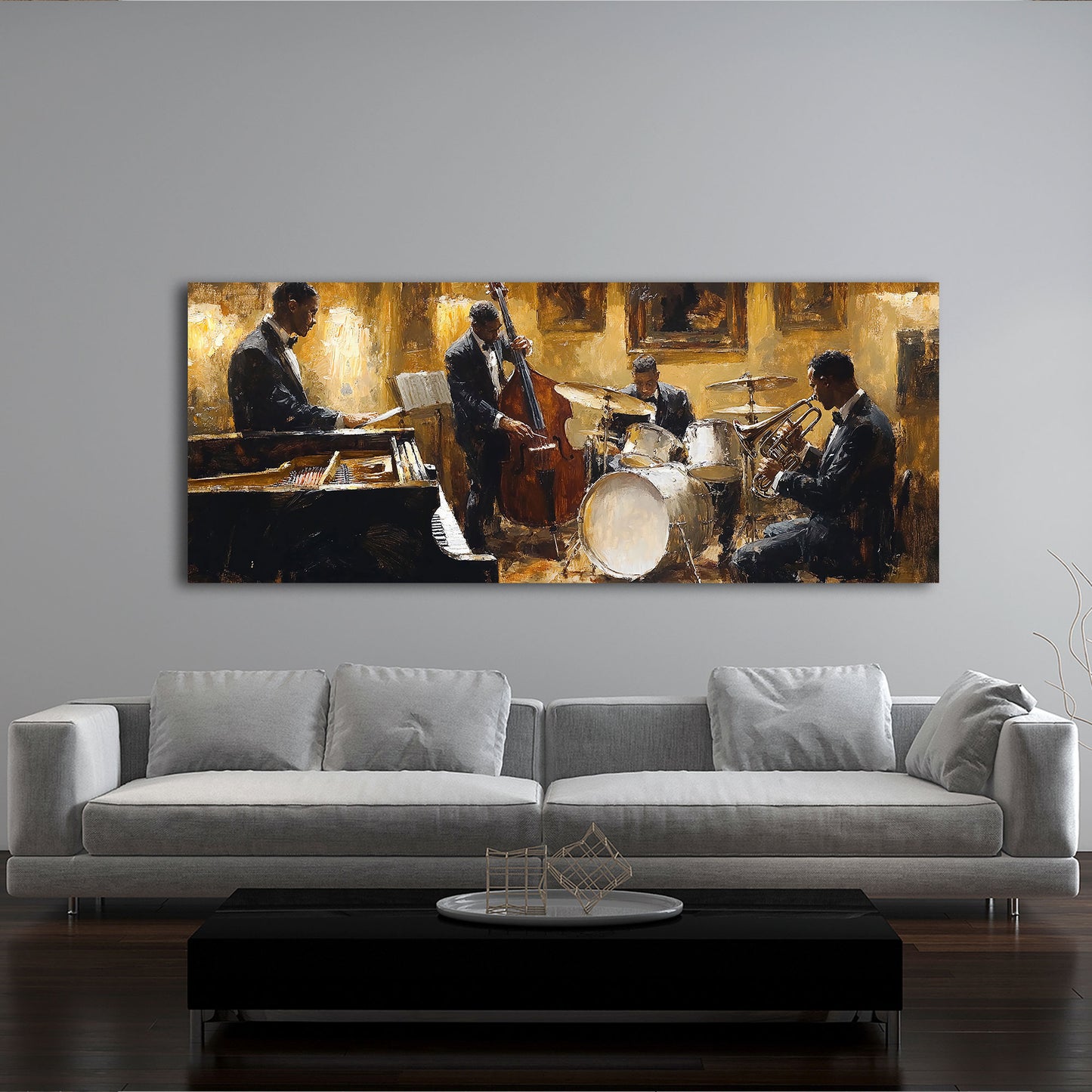 Live Musik Ensemble Ölmalerei Instrumente Wandbild