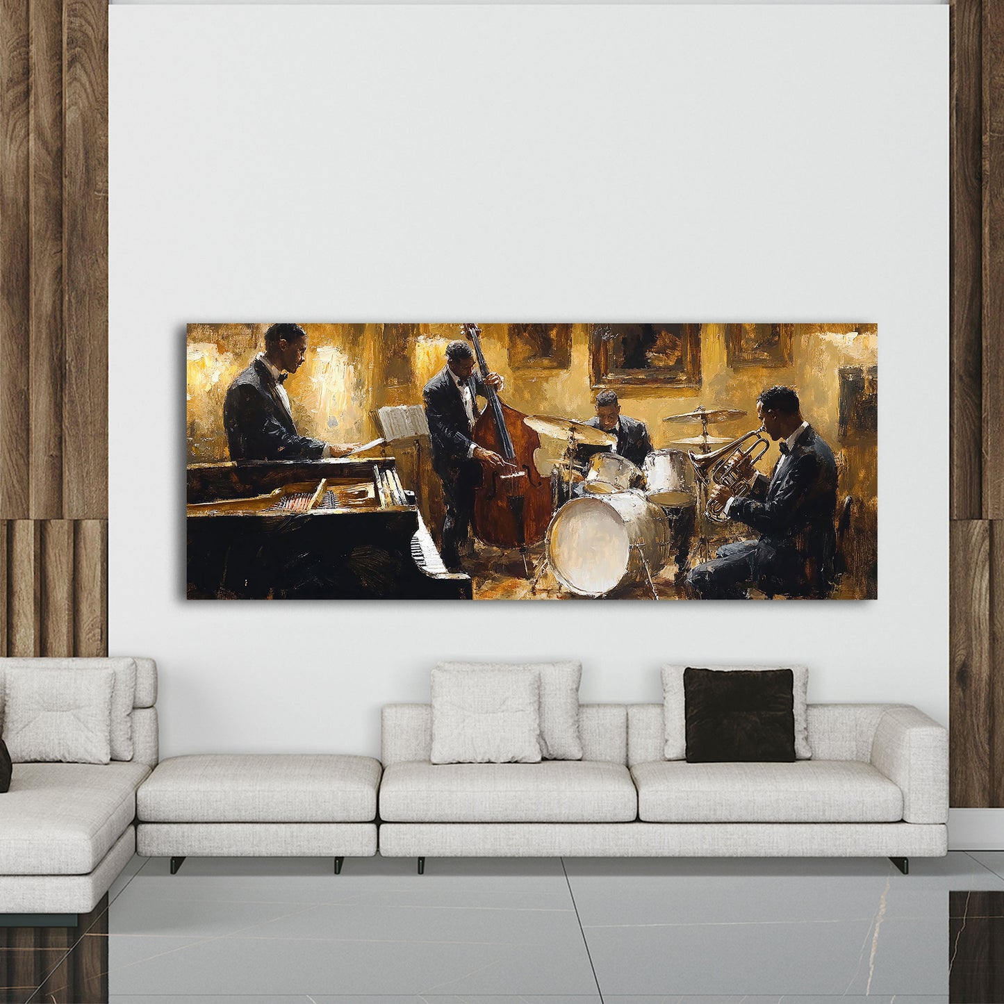 Live Musik Ensemble Ölmalerei Instrumente Wandbild