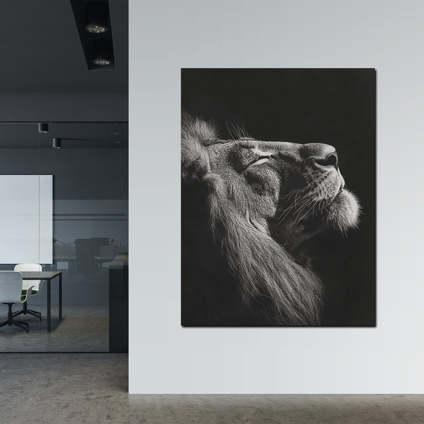 Löwe Schwarz Weiß Porträt Stärke Wandbild