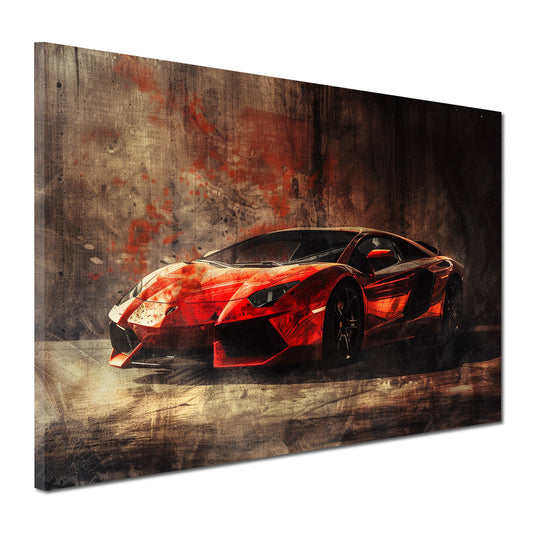 Luxusauto auf rauer Betonfläche dramatisch Wandbild