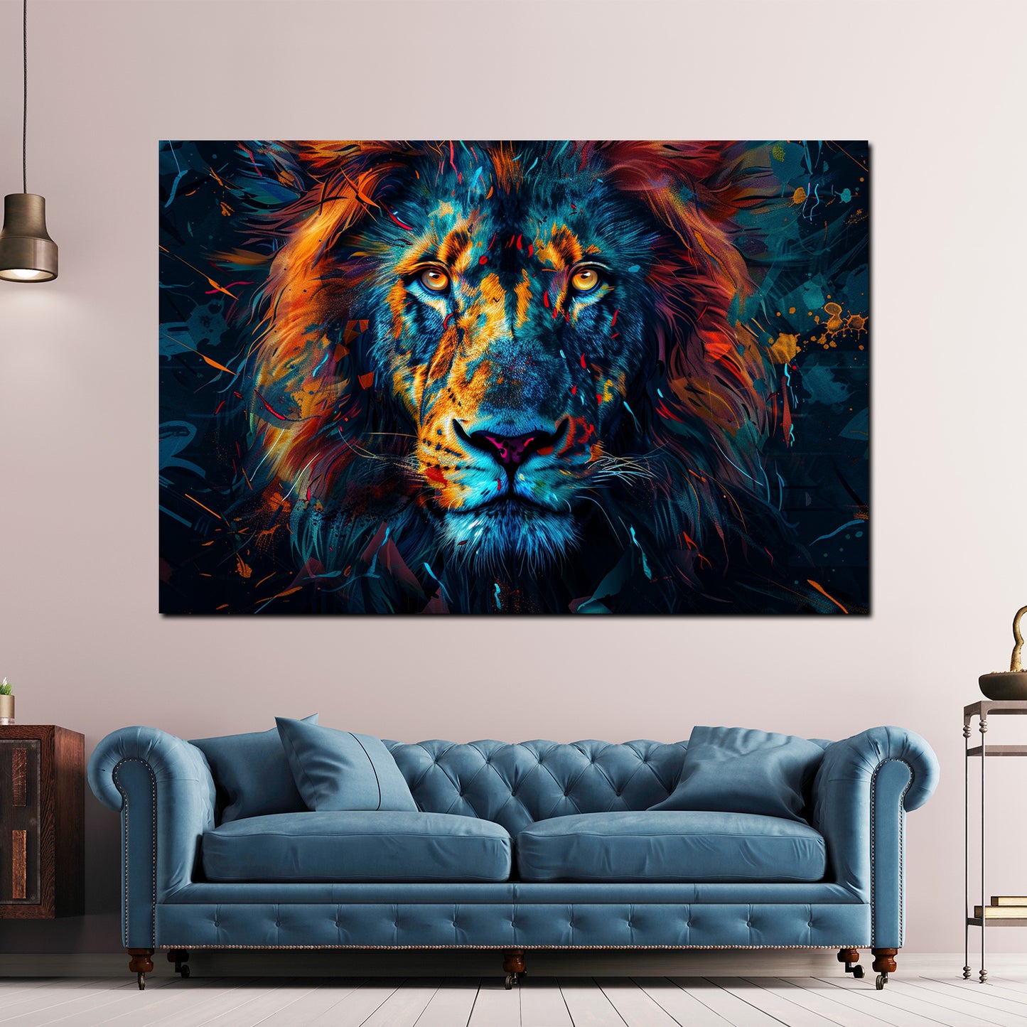 Majestätischer Löwe leuchtende Farben Wandbild