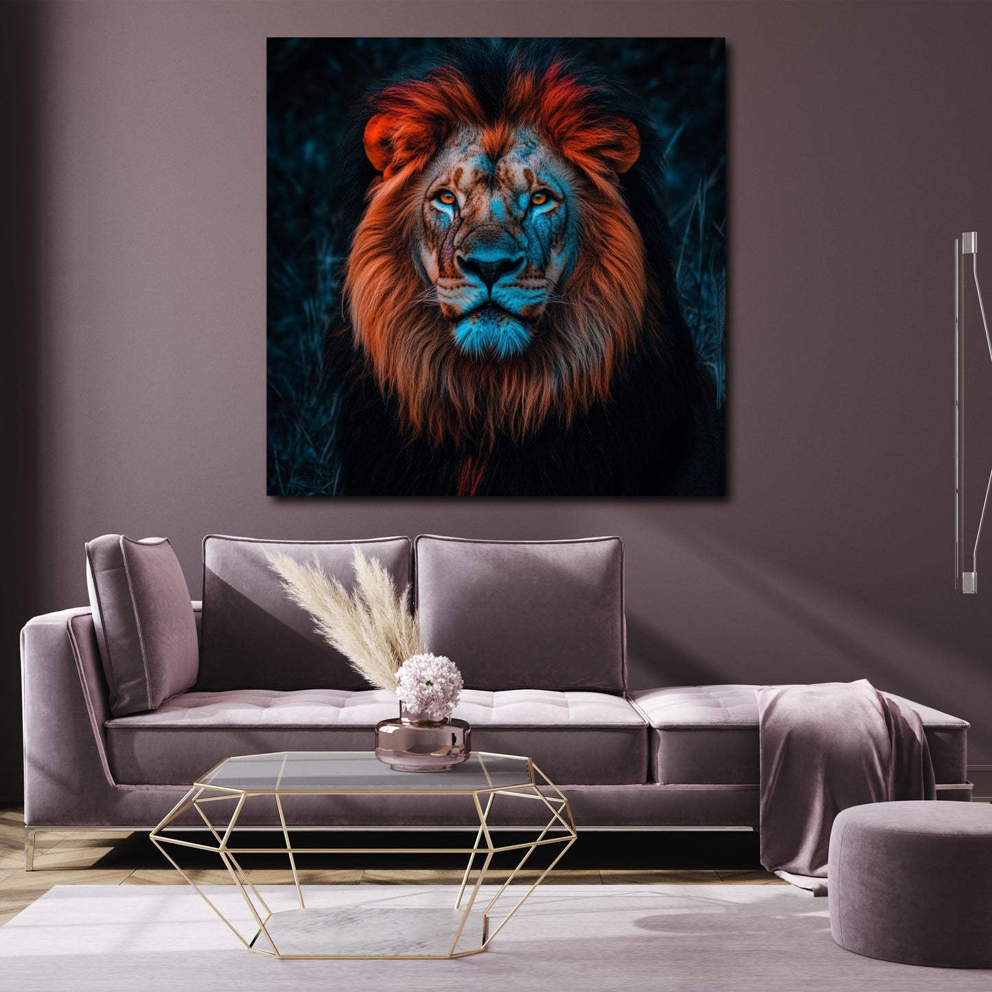 Majestätischer Löwe Wildtier Blick Tierkunst Wandbild