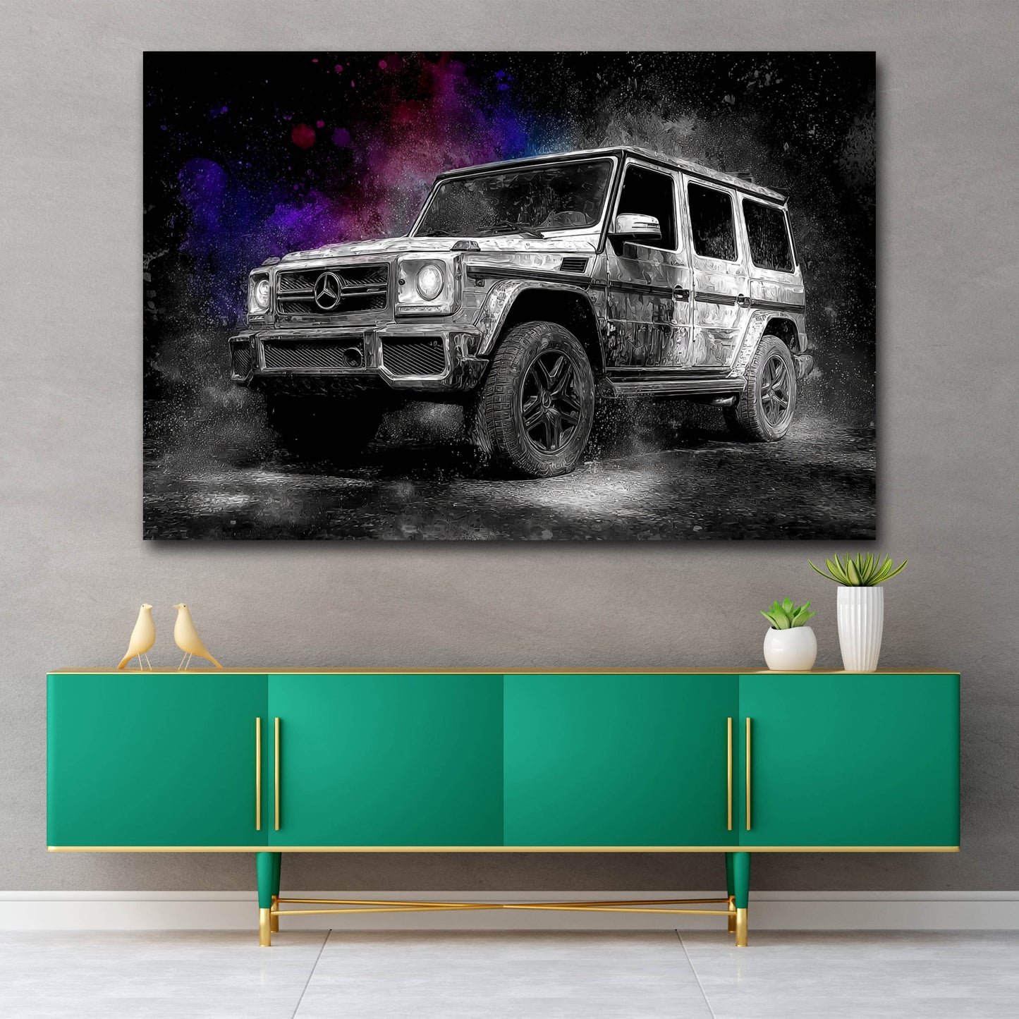 Mercedes G schwarz weiß Geländewagen Power Wandbild