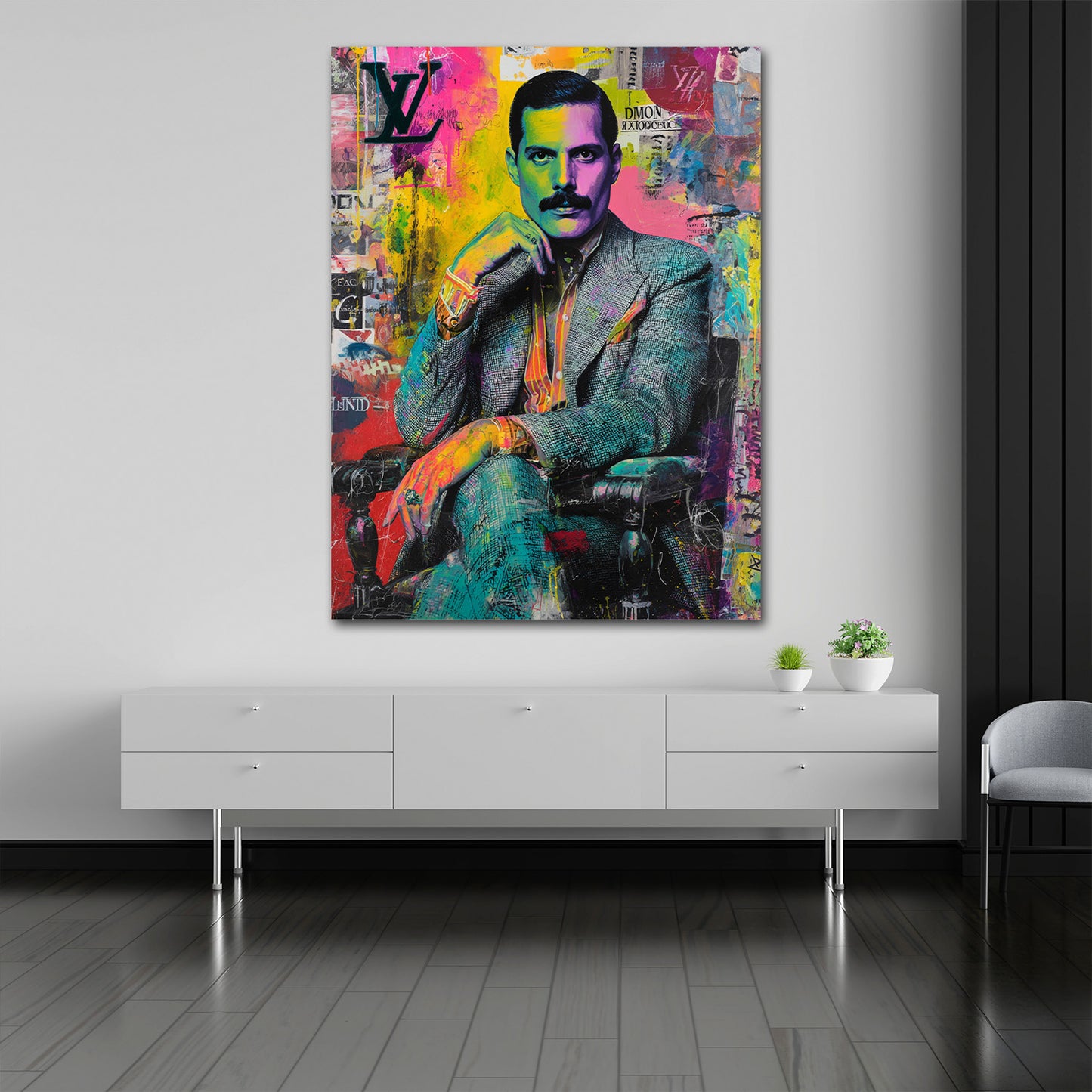 Mercury mit Schmuck im Pop Art Wandbild