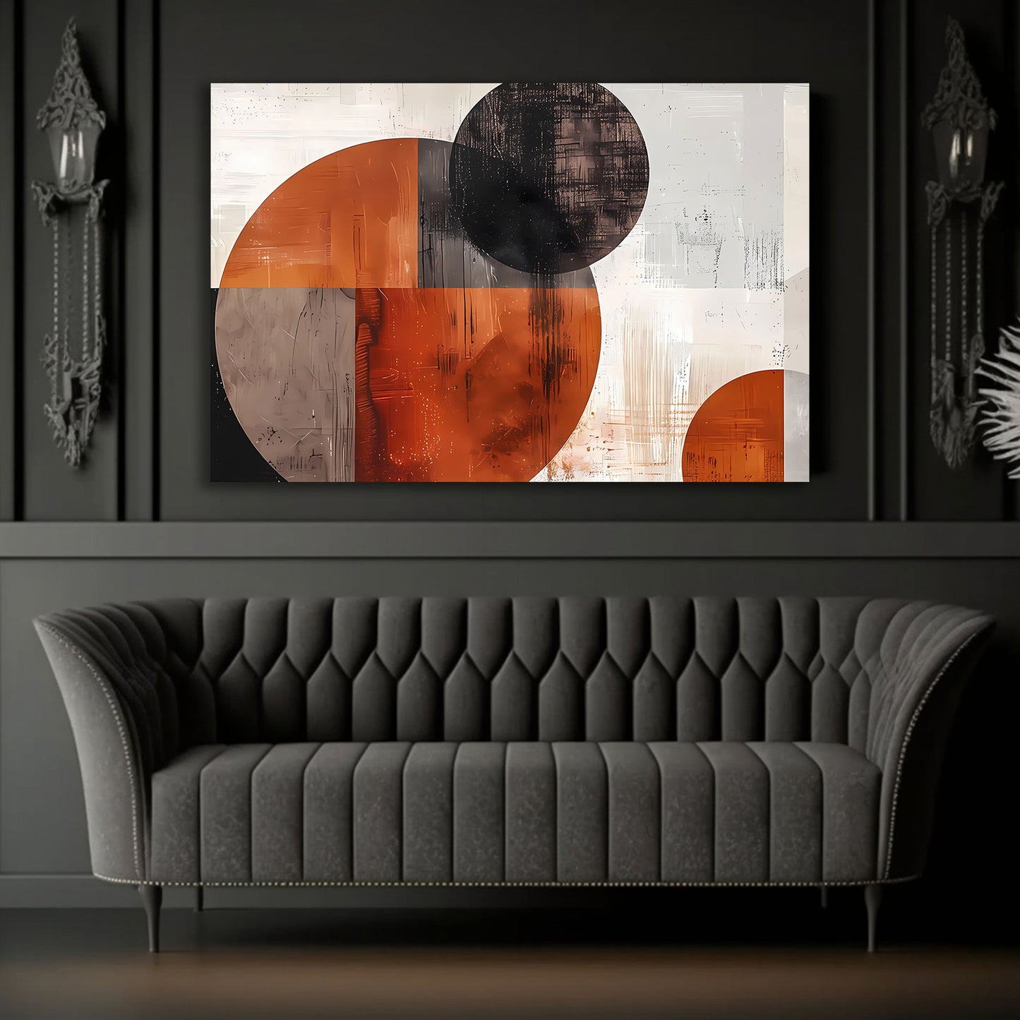 Minimalistische Kreisformen mit strukturierten Flächen Wandbild