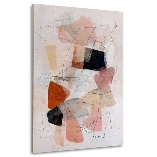 Minimalistische Liniengrafik mit sanften Farbtönen Wandbild