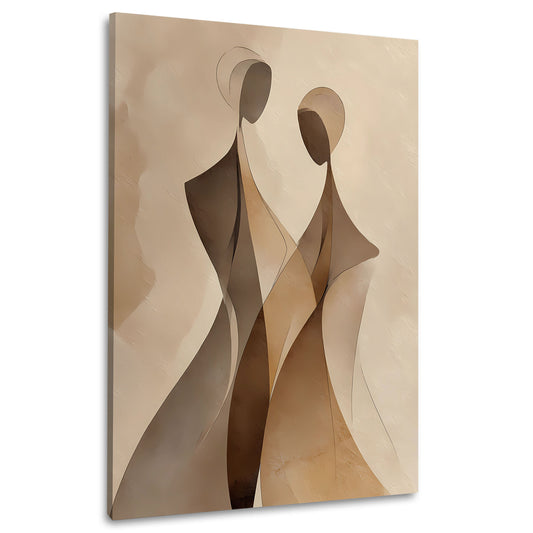 Minimalistische Silhouetten Kunst in Erdtönen Wandbild