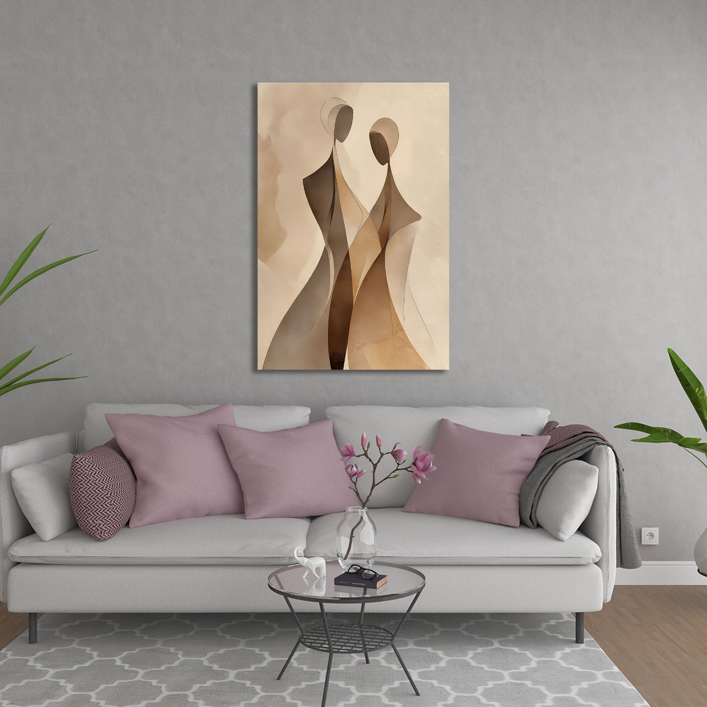 Minimalistische Silhouetten Kunst in Erdtönen Wandbild