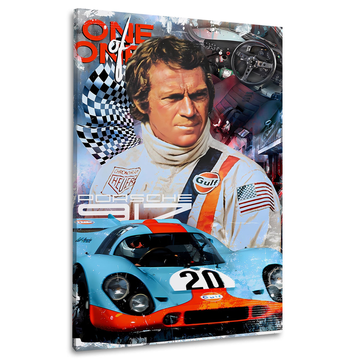 Motorsport Ikone Steve Rennanzug Klassiker Auto Wandbild