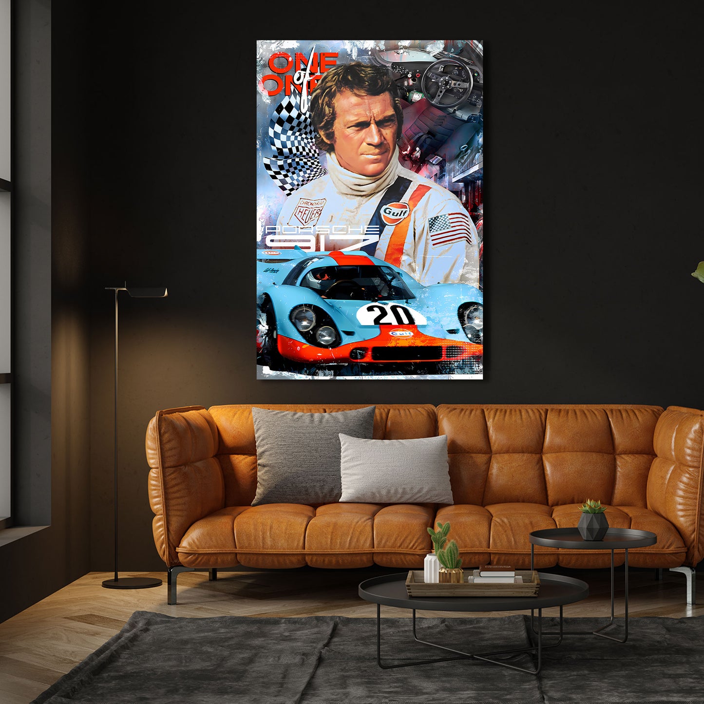 Motorsport Ikone Steve Rennanzug Klassiker Auto Wandbild