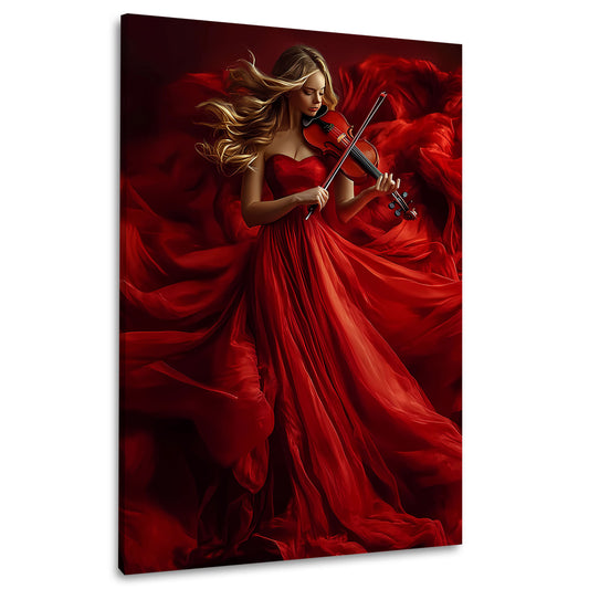 Musikerin in Rot Harmonie Emotion Wandbild