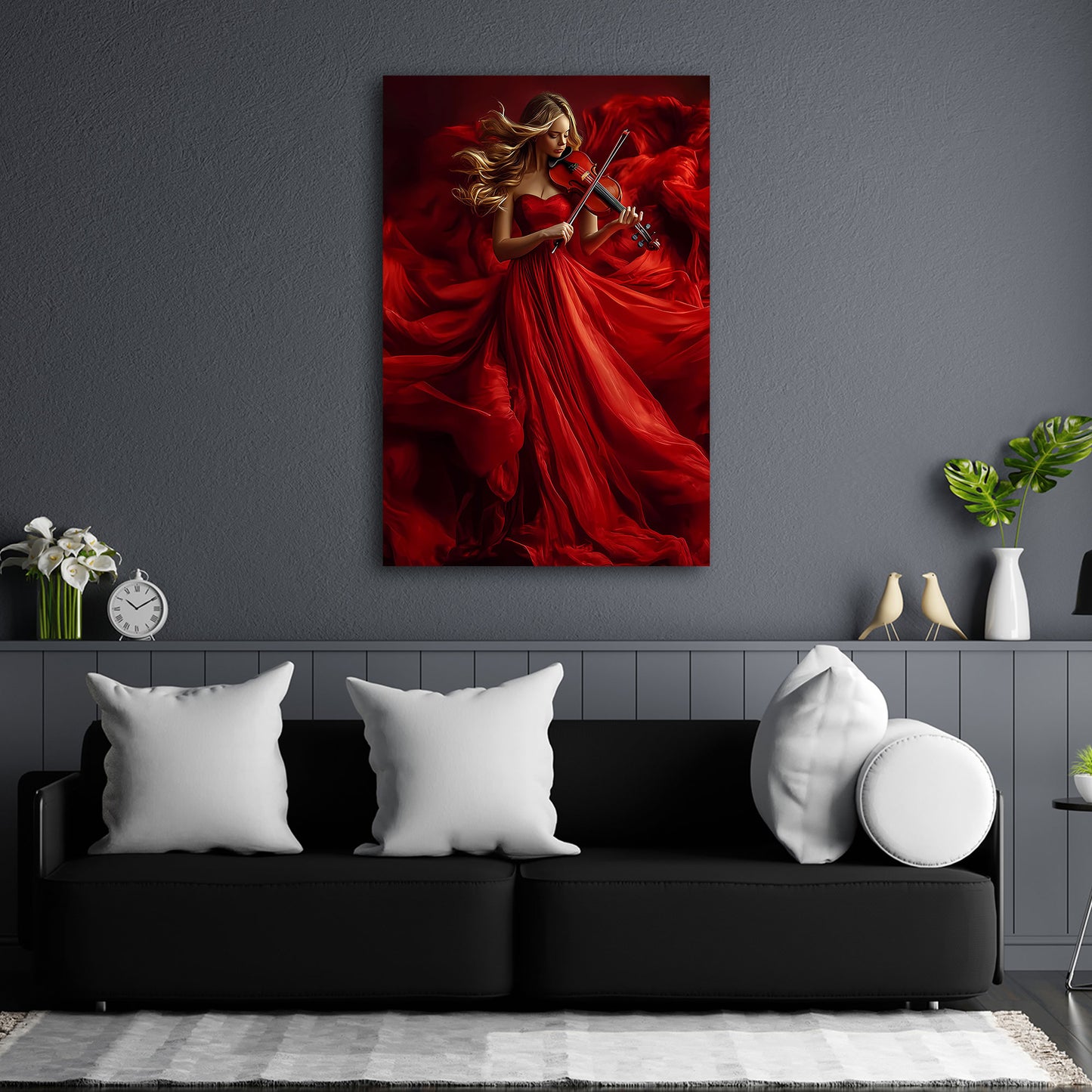 Musikerin in Rot Harmonie Emotion Wandbild