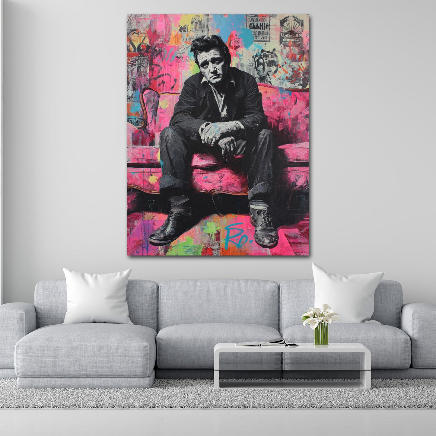 Musiklegende Johnny Cash Retro Pop Art Wandbild