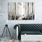 Mystischer Birkenwald Pfad und Figur mit rotem Mantel Wandbild
