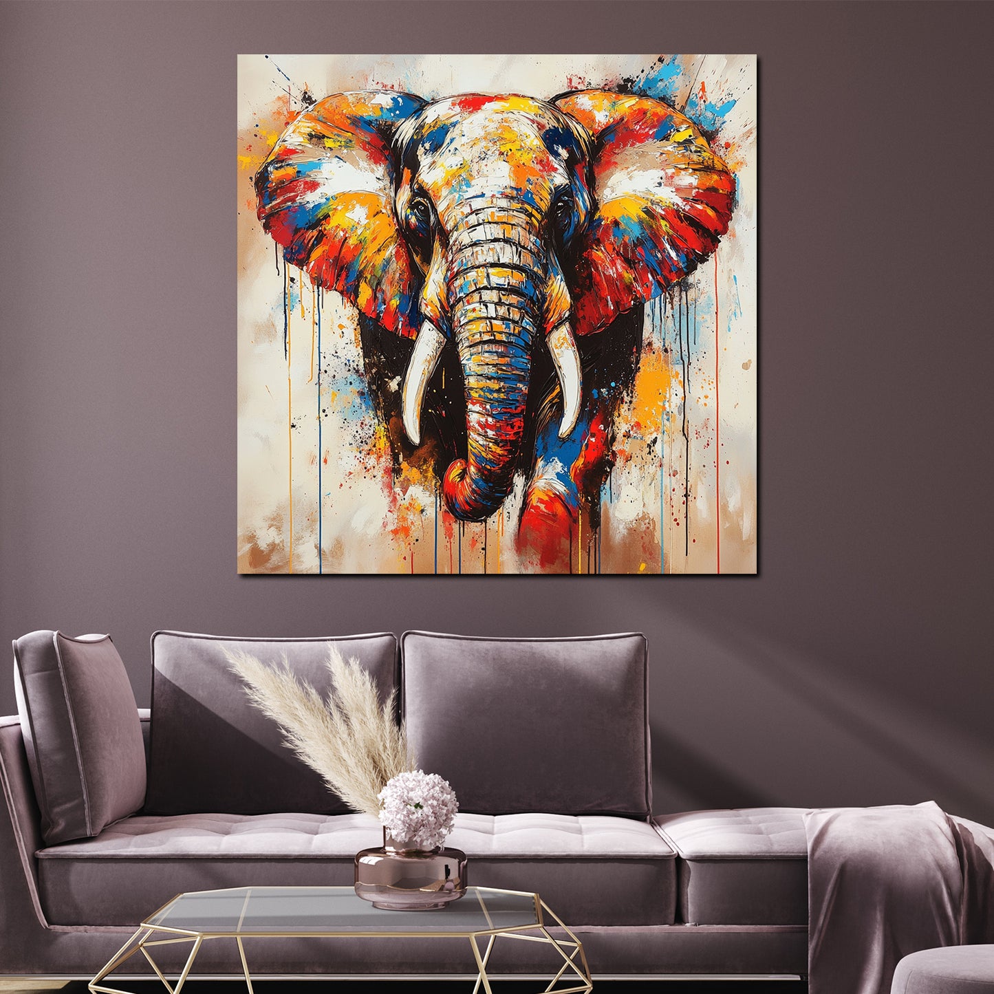 Pop Art Elefant farbenfroh ausdrucksstark Wandbild