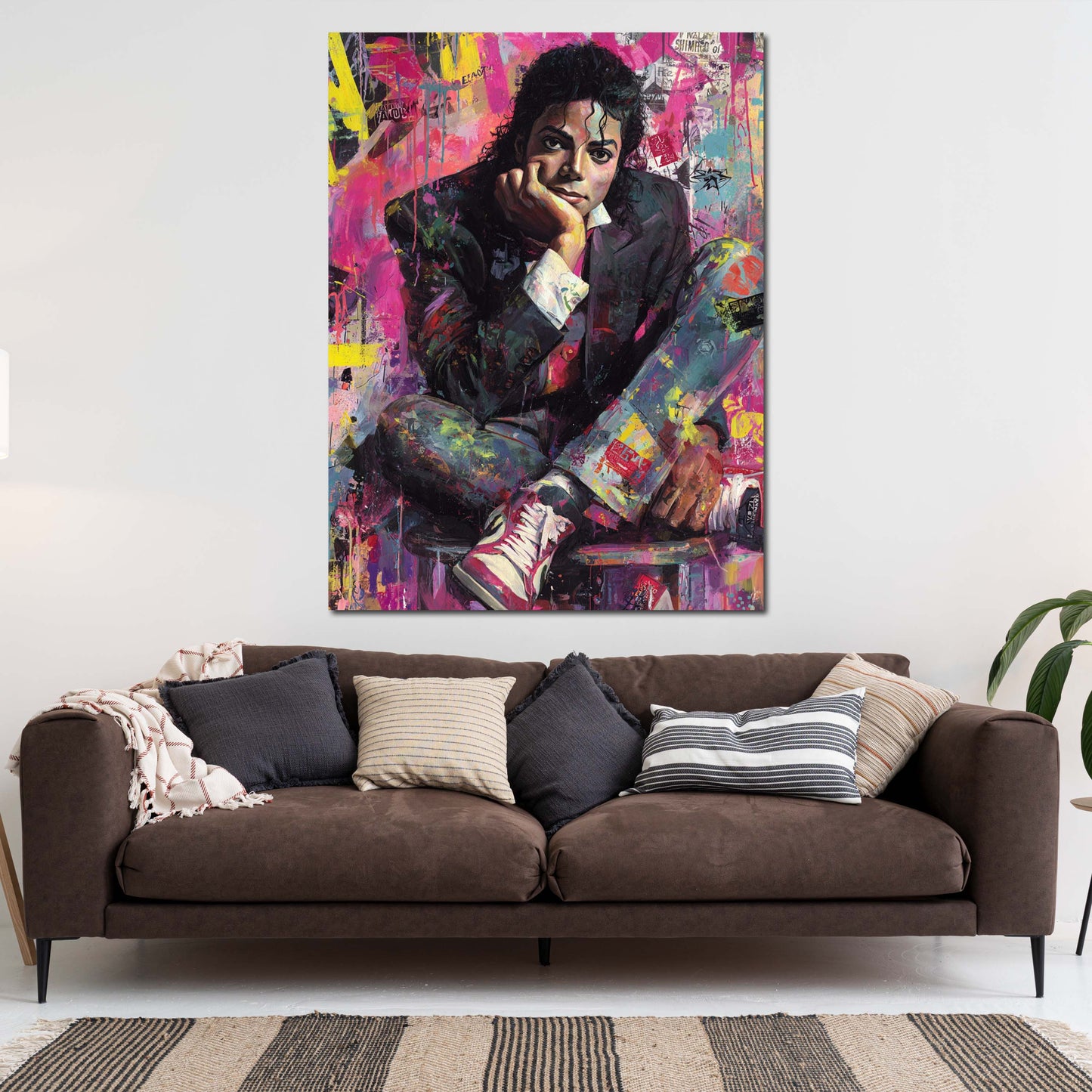 Pop Art Jackson Porträt im Anzug mit Sneakern Wandbild