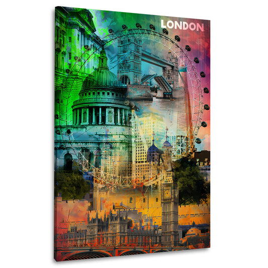 Pop Art London Sehenswürdigkeiten Skyline Collage Wandbild
