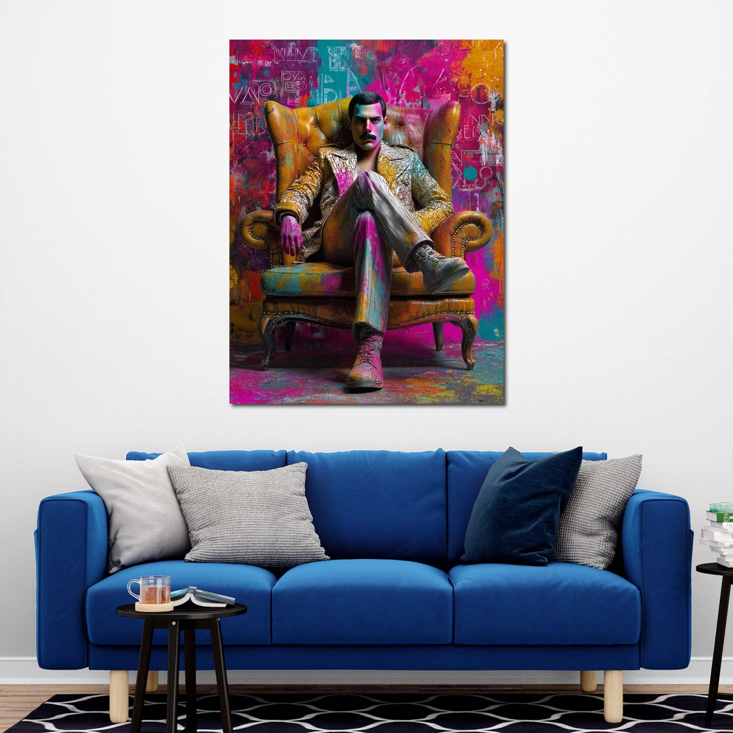 Pop Art Ikonische Mercury Pose auf Thron Kunstwerk Wandbild