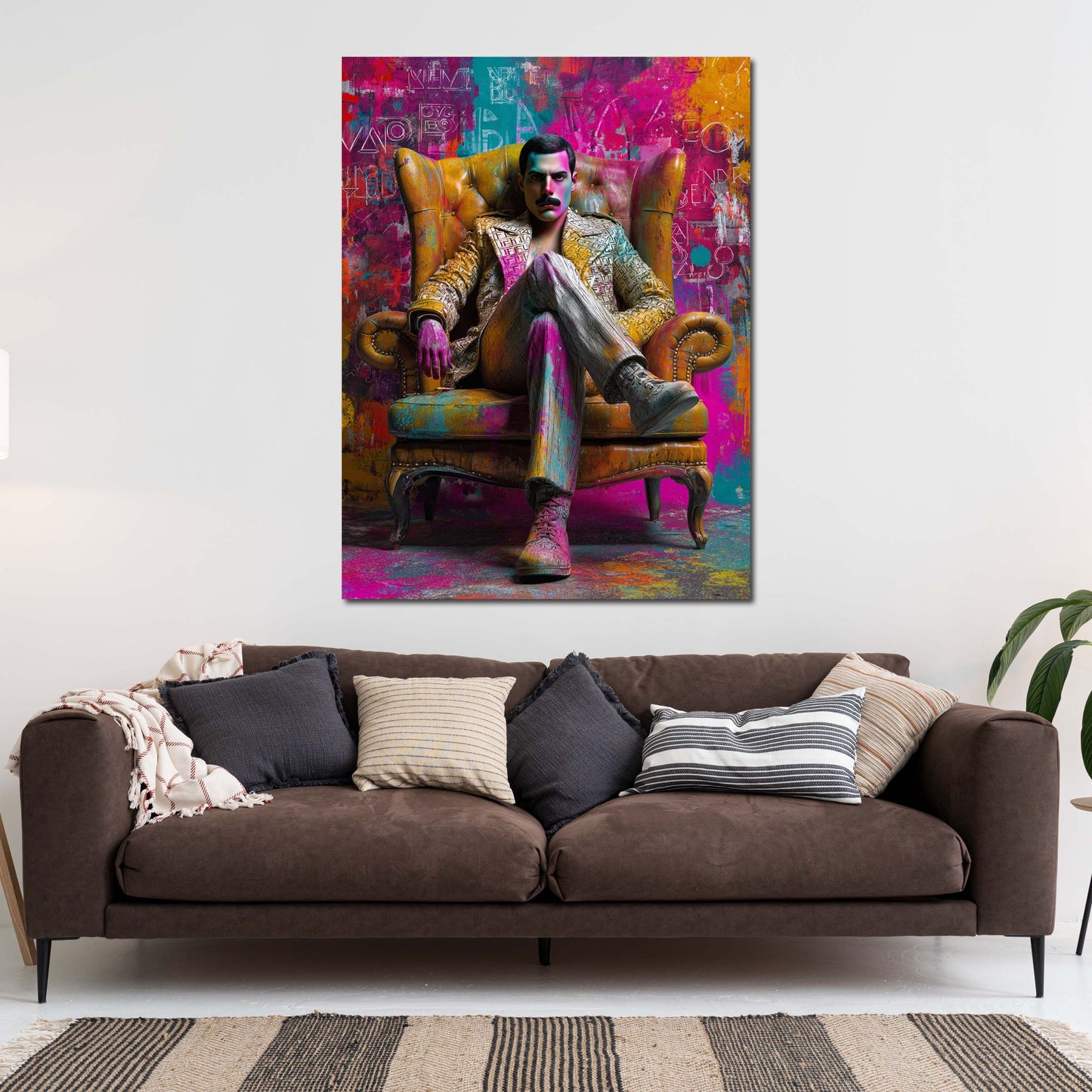 Pop Art Ikonische Mercury Pose auf Thron Kunstwerk Wandbild