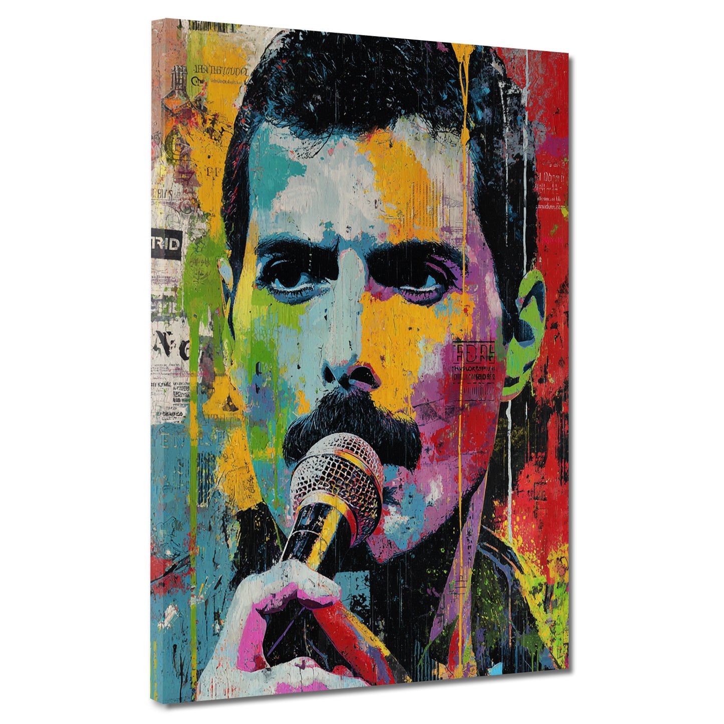 Pop Art Mercury Porträt mit Mikrofon und Farbverlauf Wandbild