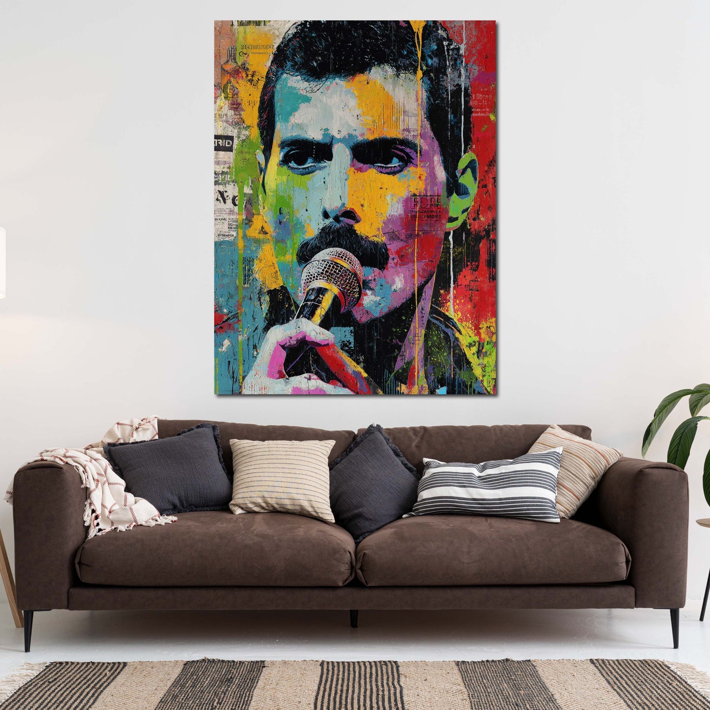 Pop Art Mercury Porträt mit Mikrofon und Farbverlauf Wandbild