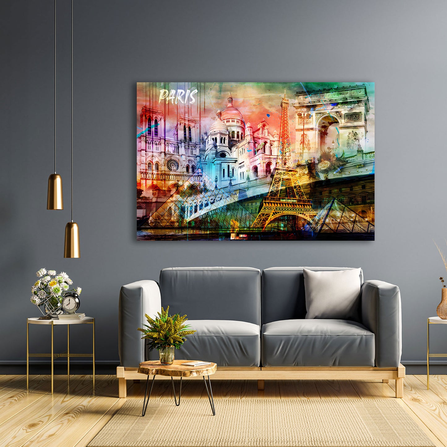 Pop Art Paris Collage Sehenswürdigkeiten Frankreich Wandbild