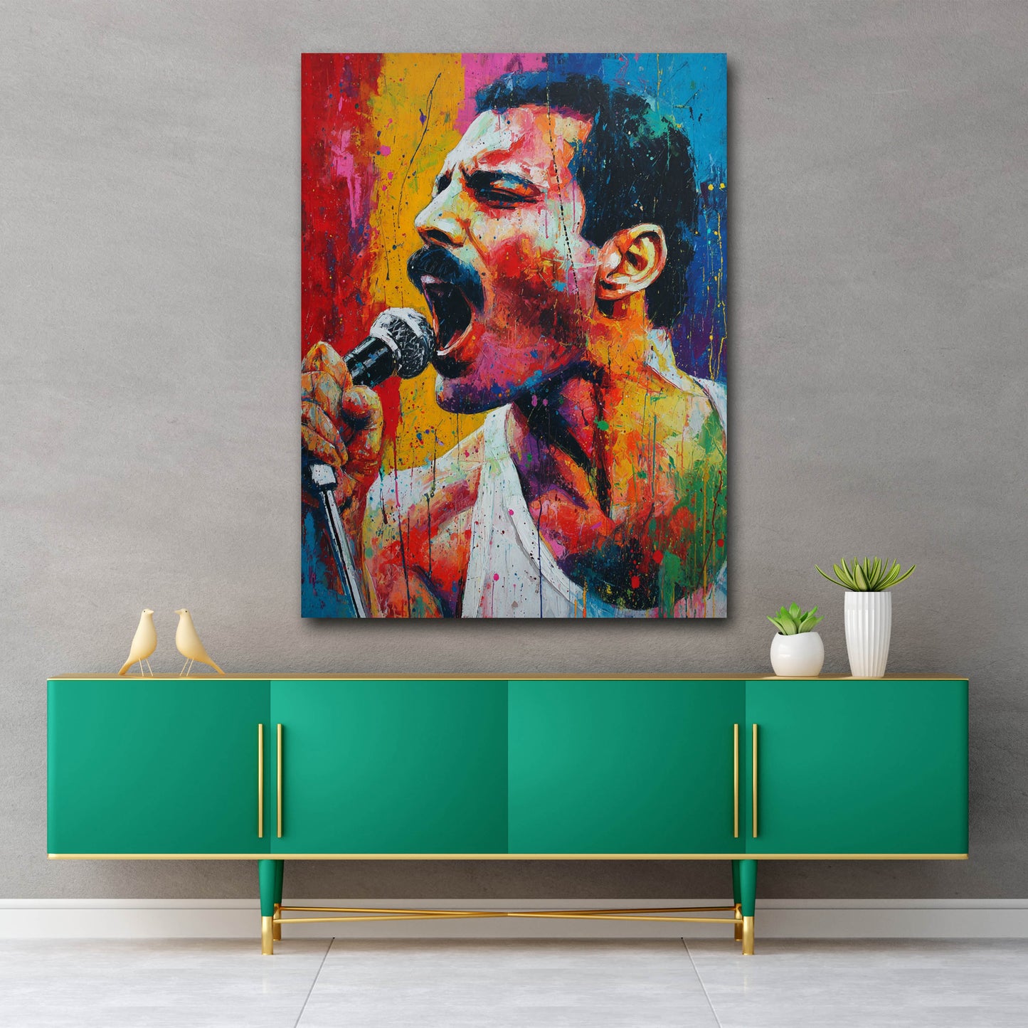 Pop Art Sänger Mercury Darstellung Wandbild