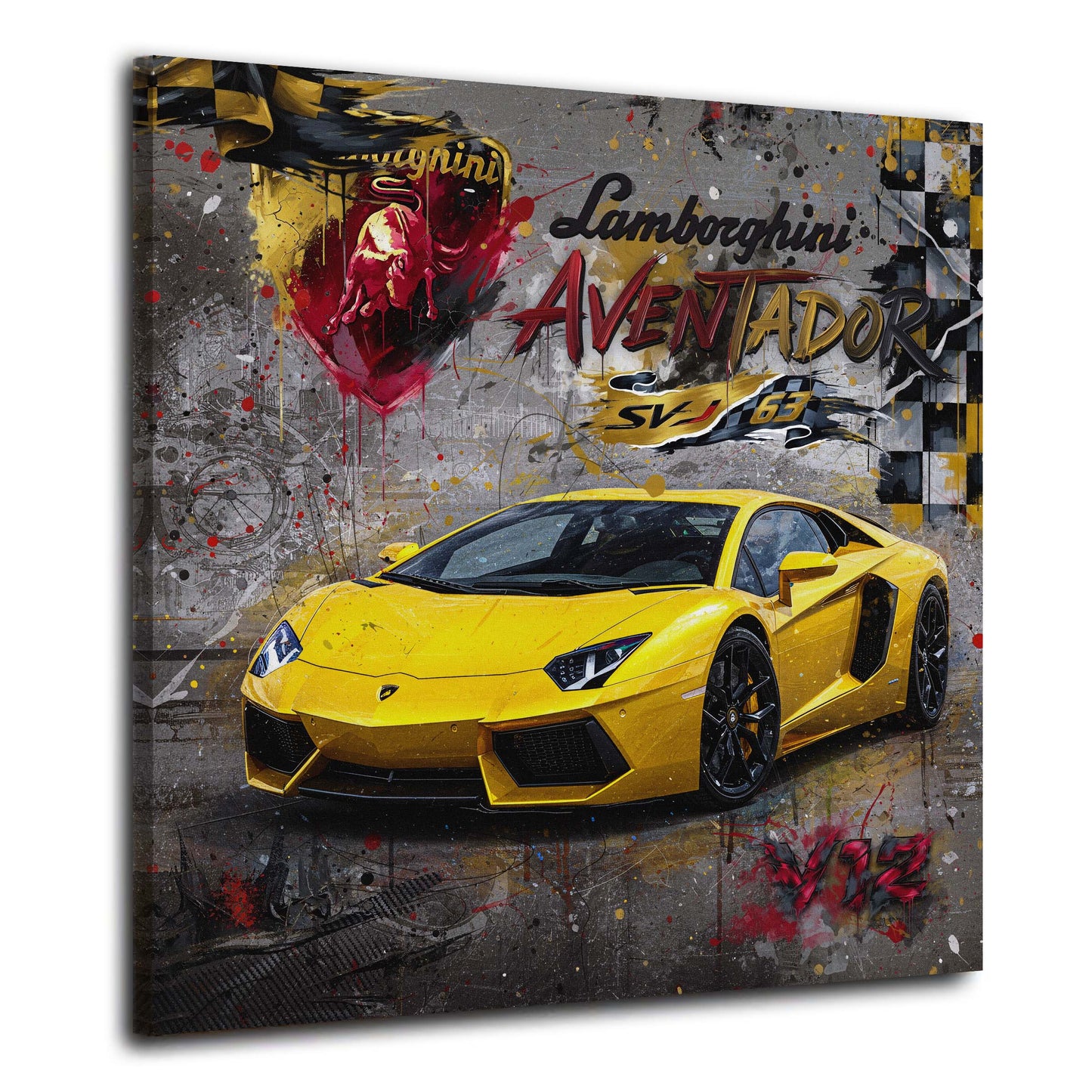 Pop Art Sportwagen Lamborghini Aventador Wandbild