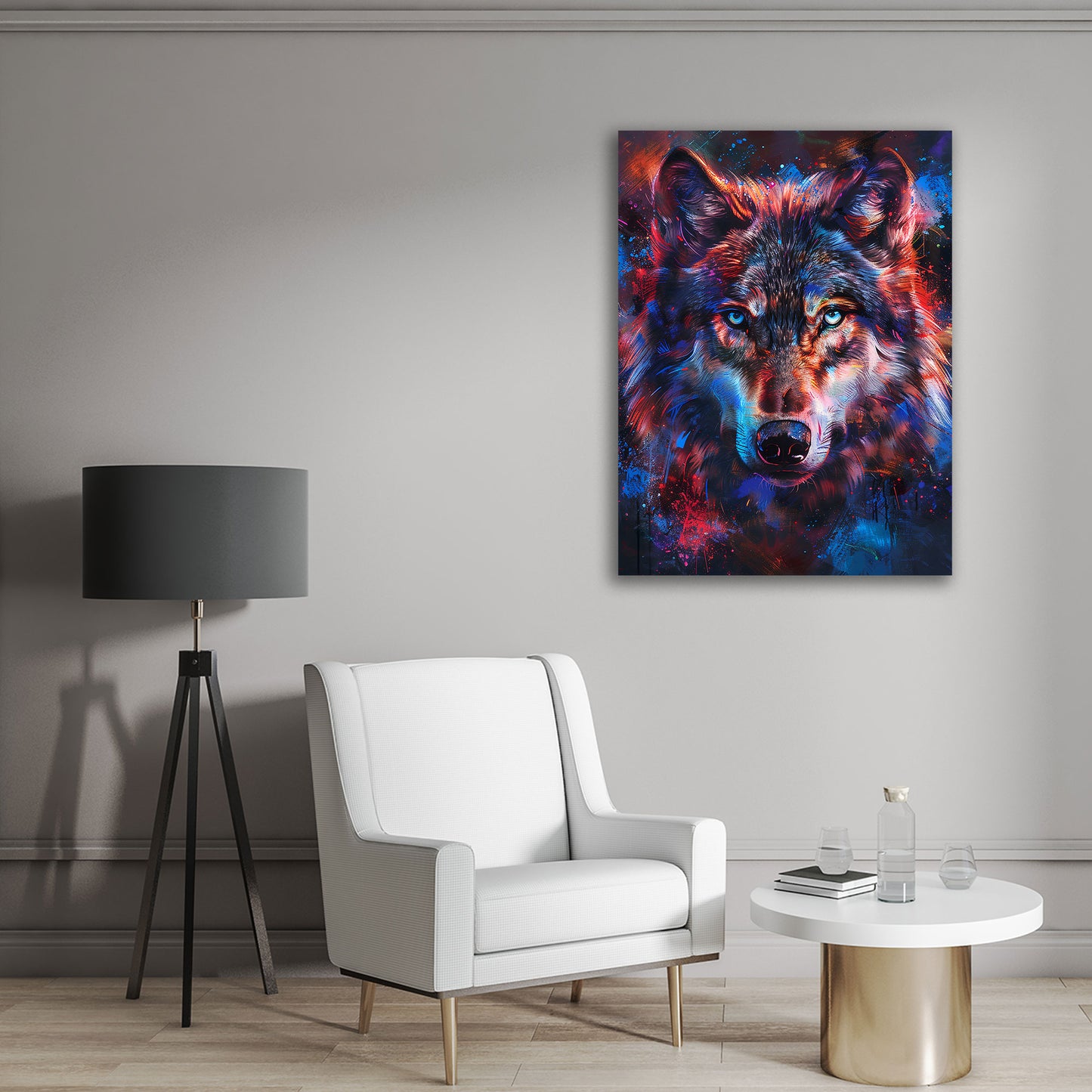 Pop Art Tierportrait Wolf Wildnis Wandbild