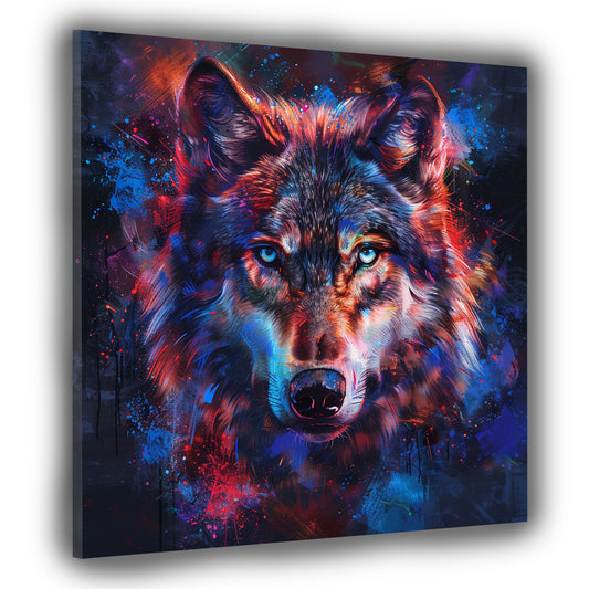 Pop Art Wolf Wildtier Nahaufnahme Ausdruckskraft Wandbild