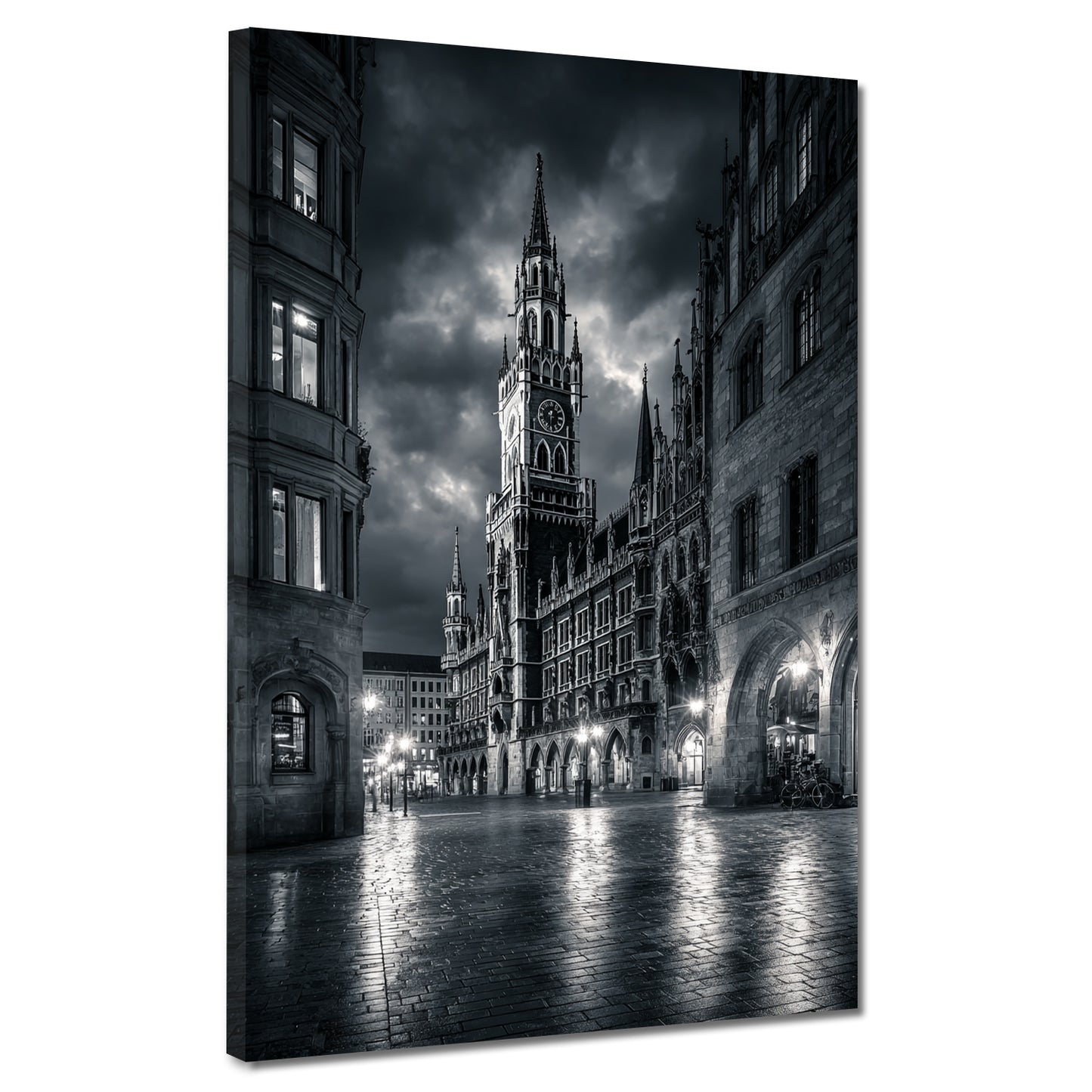 Rathausplatz München Architektur schwarz weiß Wandbild