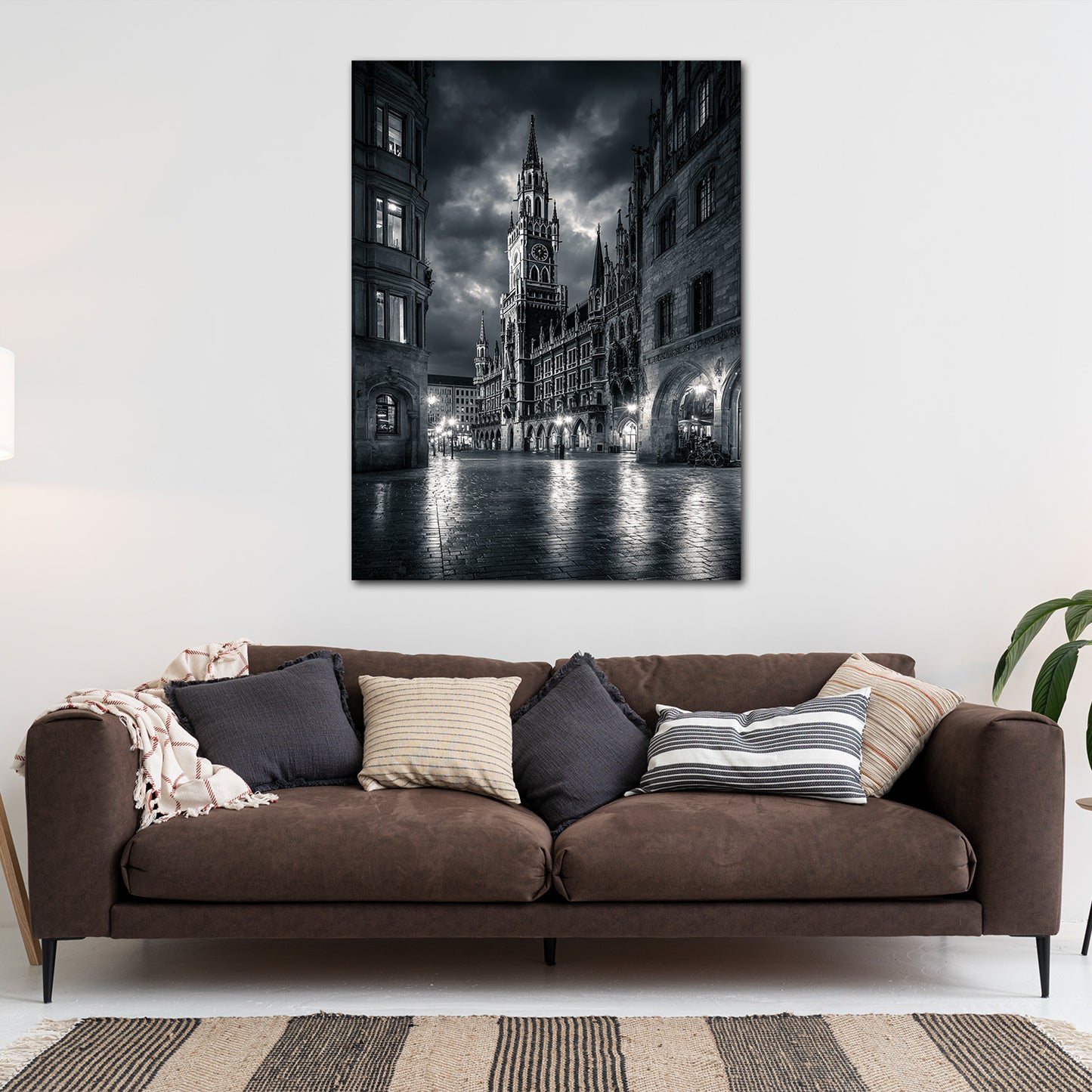 Rathausplatz München Architektur schwarz weiß Wandbild