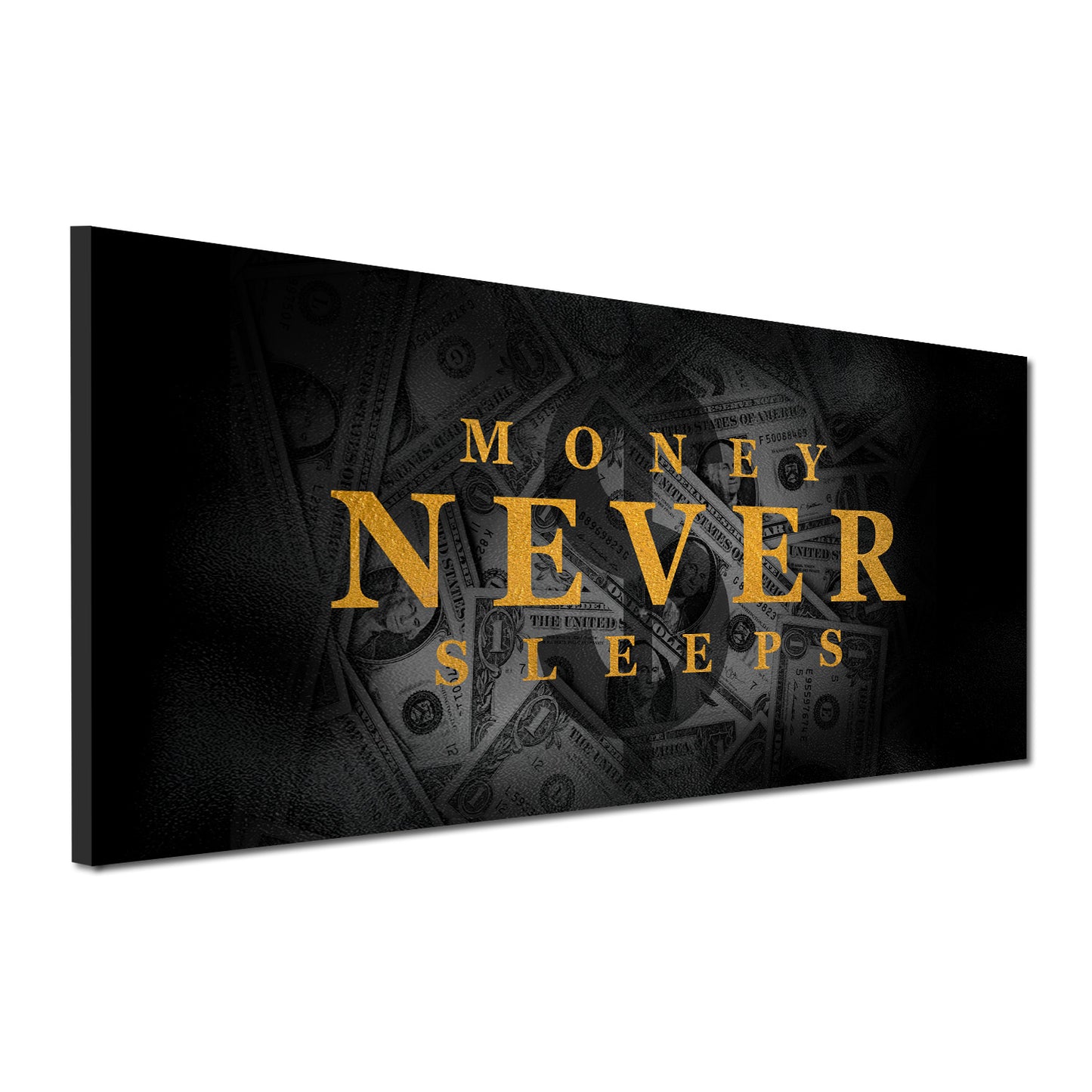 Reichtum Motivation Money Never Sleeps Wandbild