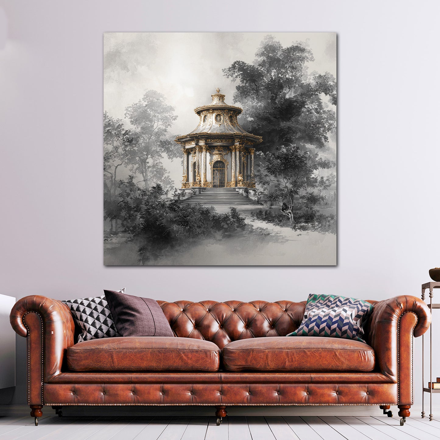 Rokoko Pavillon Sanssouci Park Potsdam schwarz weiß Wandbild