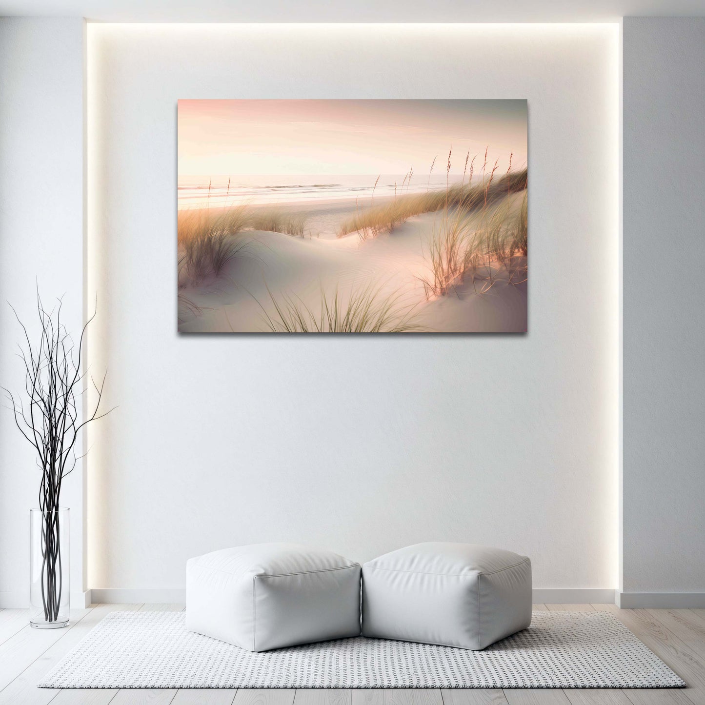 Sanfte Sanddünen mit Strandgras im Abendlicht Küste Wandbild