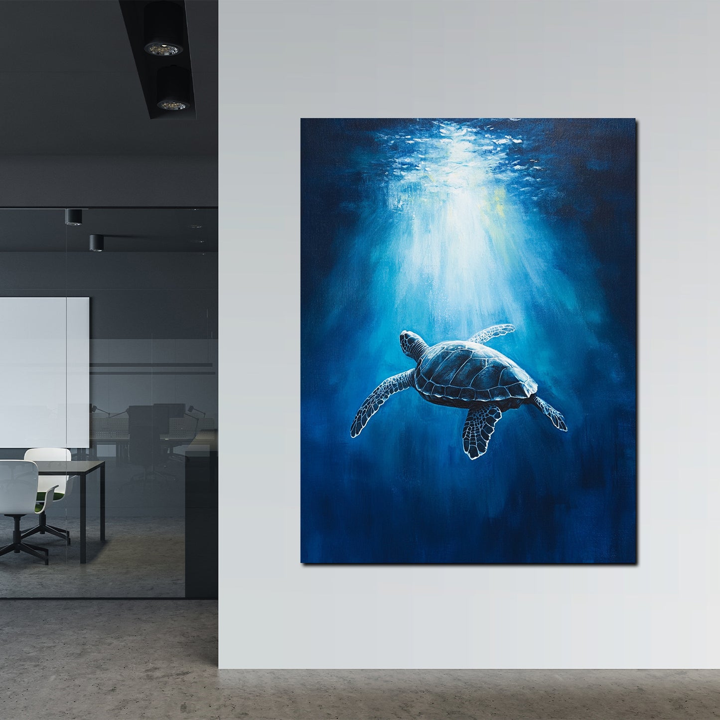 Schildkröte Unterwasser Lichtstrahlen Wandbild