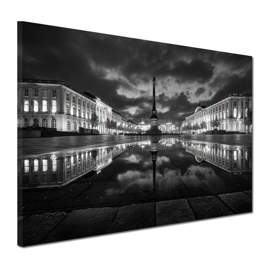 Schlossplatz München Spiegelung schwarz weiß Wandbild