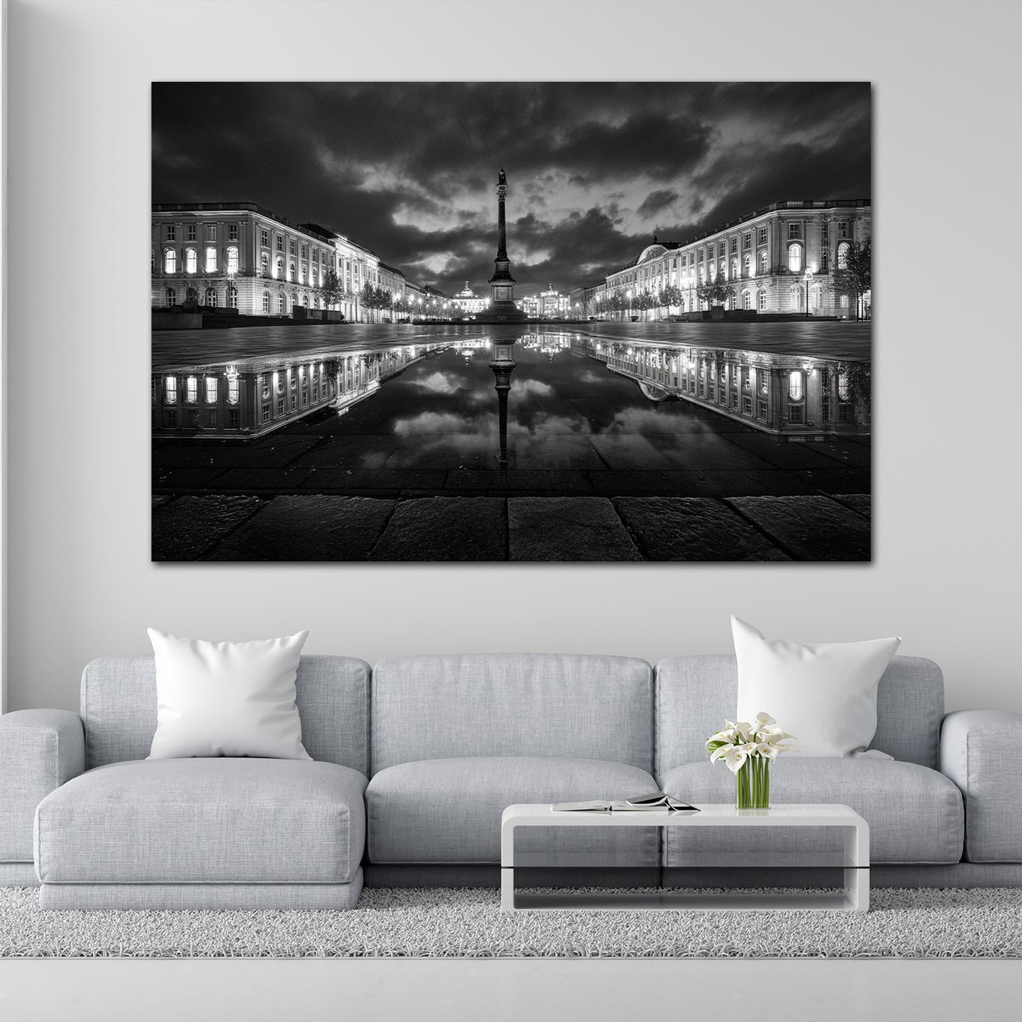 Schlossplatz München Spiegelung schwarz weiß Wandbild