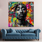 Schwarz weiß Tupac Gesicht mit Farbspritzern Wandbild