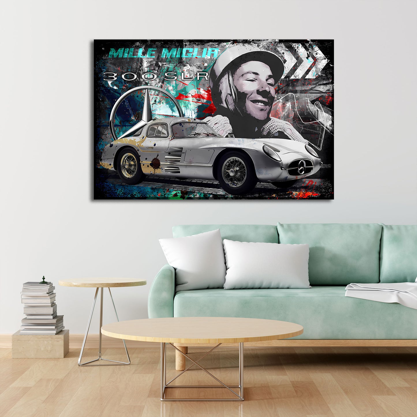 Silberpfeil Mercedes Klassiker Fahrerportrait Motorsport Wandbild