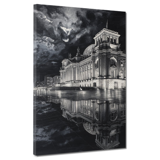 Spiegelung Berlin Reichstag historische Architektur Wandbild