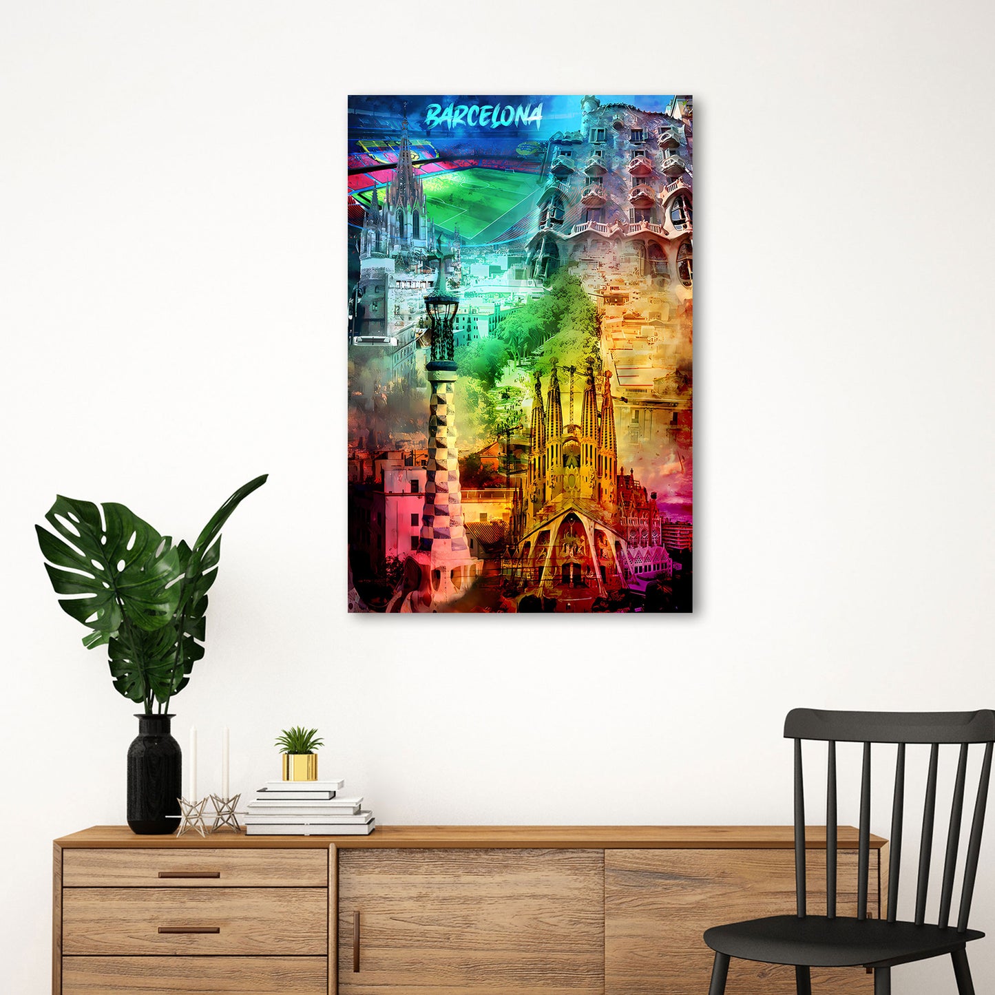 Stadt Barcelona Spanien Collage Sehenswürdigkeiten Wandbild