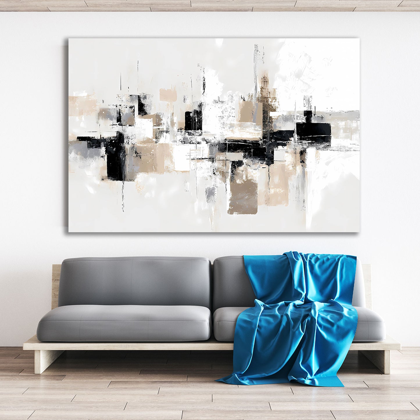 Strukturierte Flächen und Linien in neutralen Tönen Wandbild