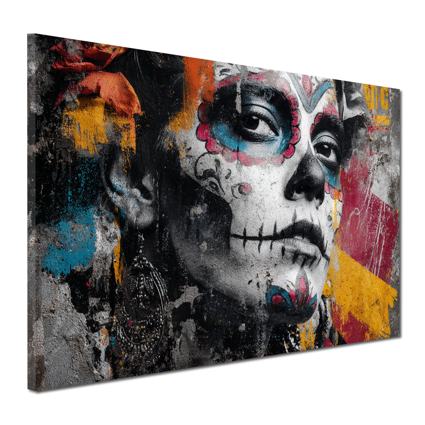 Totenkopf Make-up Calavera Gesicht Pop Art Wandbild