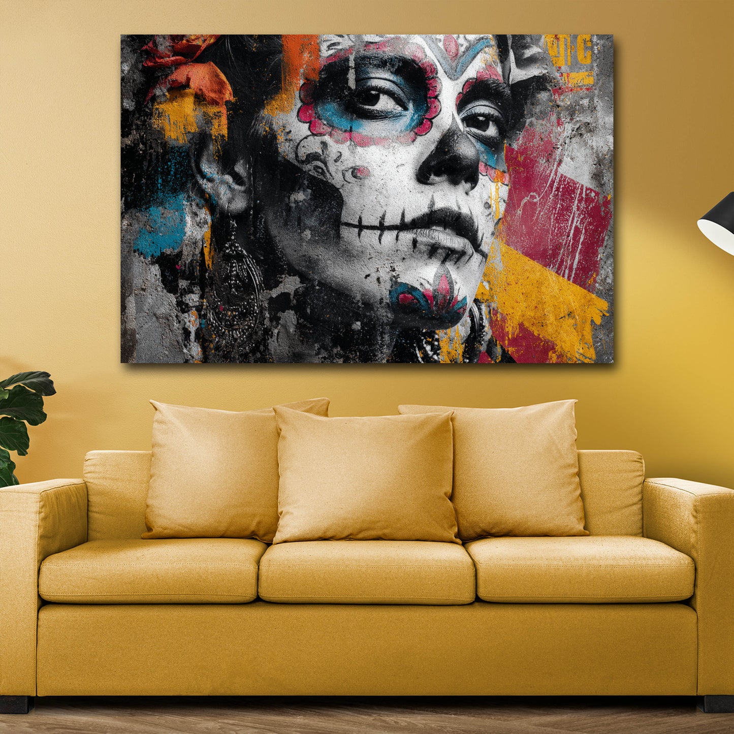 Totenkopf Make-up Calavera Gesicht Pop Art Wandbild