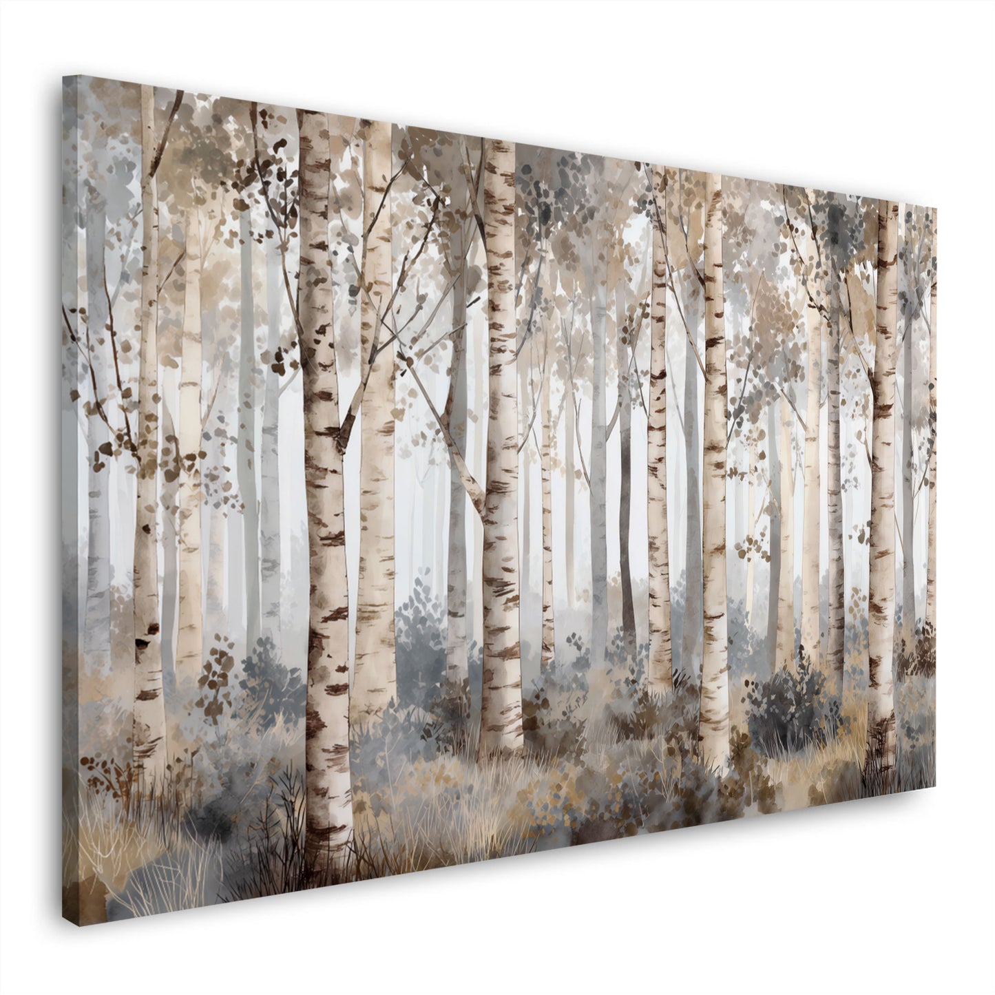 Waldlandschaft mit Birken helle Baumstämme abstrakt Natur Wandbild