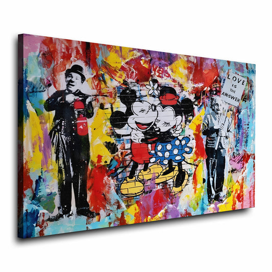 Minnie & Mickey Love Is The Answer, Comic Wandbild Kunstwerk